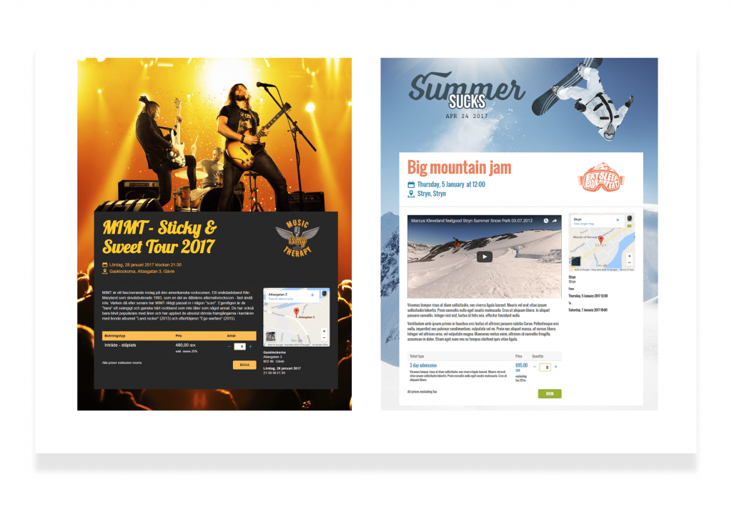 Snygga event exempel